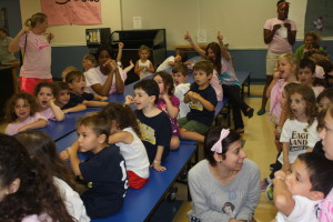Young campers gathering together at Eagles Landing Junior Camp