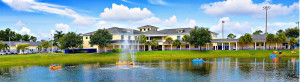 Eagles Landing lake and camp buildings